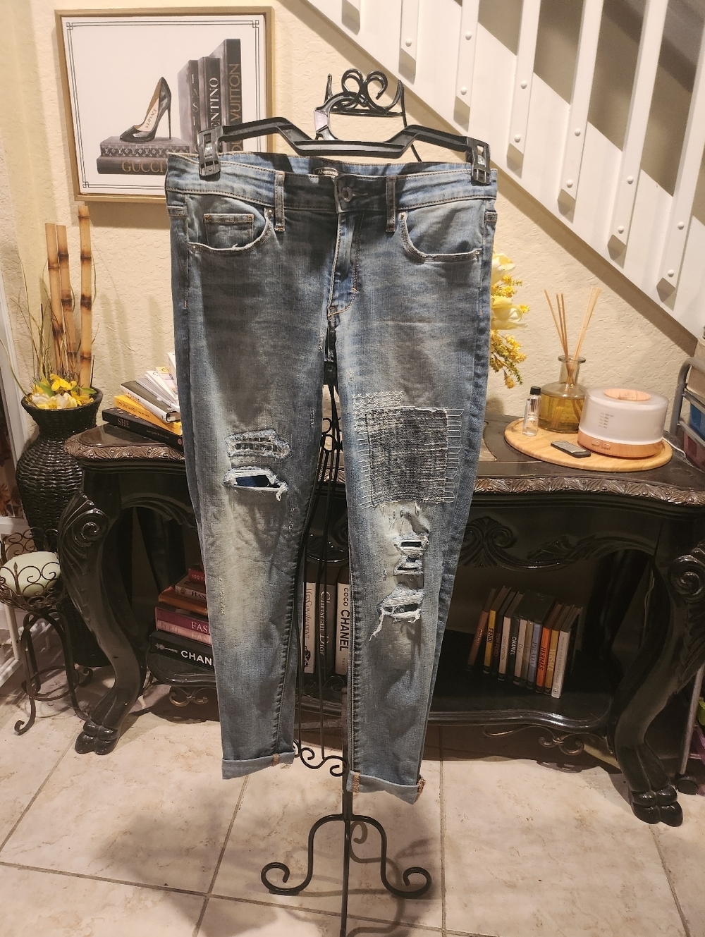 Abercrombie & Fitch Super Skinny Patchwork Jeans size 27